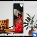 Spannbild Eleganter Schwan Mit Blumen Schmal Produktvorschau mit dem Bild Eleganter Schwan mit Blumen im Format Schmal.
