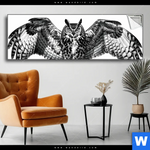 Spannbild Eule Auf Ast Panorama Produktvorschau mit dem Bild Eule auf Ast im Format Panorama.