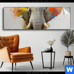 Spannbild Farbenexplosion Mit Elefant Panorama Produktvorschau mit dem Bild Farbenexplosion mit Elefant im Format Panorama.