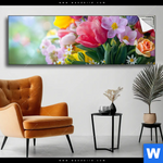 Spannbild Farbenfrohe Fruehlingsblueten Panorama Produktvorschau mit dem Bild Farbenfrohe Frühlingsblüten im Format Panorama.