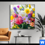 Spannbild Farbenfrohe Fruehlingsblueten Quadrat Produktvorschau mit dem Bild Farbenfrohe Frühlingsblüten im Format Quadrat.
