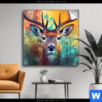 Spannbild Farbenfrohes Hirschportraet Quadrat Produktvorschau mit dem Bild Farbenfrohes Hirschporträt im Format Quadrat.