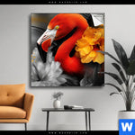 Spannbild Flamingo Blueten Quadrat Produktvorschau mit dem Bild Flamingo & Blüten im Format Quadrat.