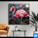 Spannbild Flamingo Dschungel Eleganz Quadrat Produktvorschau mit dem Bild Flamingo - Dschungel Eleganz im Format Quadrat.
