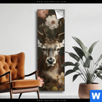 Spannbild Friedlicher Hirsch Und Blueten Schmal Produktvorschau mit dem Bild Friedlicher Hirsch und Blüten im Format Schmal.