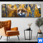 Spannbild Fuchs Im Blaetterwald Panorama Produktvorschau mit dem Bild Fuchs im Blätterwald im Format Panorama.