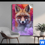 Spannbild Fuchs In Farbnebel Hochformat Produktvorschau mit dem Bild Fuchs in Farbnebel im Format Hochformat.