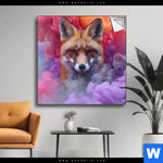 Spannbild Fuchs In Farbnebel Quadrat Produktvorschau mit dem Bild Fuchs in Farbnebel im Format Quadrat.
