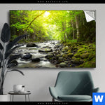 Spannbild Gebirgsfluss Im Wald Querformat Produktvorschau mit dem Bild Gebirgsfluss im Wald im Format Querformat.