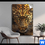 Spannbild Geheimnisvoller Leopard Hochformat Produktvorschau mit dem Bild Geheimnisvoller Leopard im Format Hochformat.
