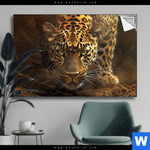 Spannbild Geheimnisvoller Leopard Querformat Produktvorschau mit dem Bild Geheimnisvoller Leopard im Format Querformat.