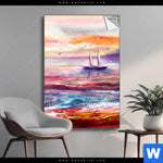 Spannbild Gemaelde Mit Boot Im Sonnenuntergang Hochformat Produktvorschau mit dem Bild Gemälde mit Boot im Sonnenuntergang im Format Hochformat.