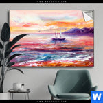 Spannbild Gemaelde Mit Boot Im Sonnenuntergang Querformat Produktvorschau mit dem Bild Gemälde mit Boot im Sonnenuntergang im Format Querformat.