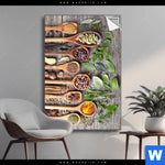 Spannbild Gewuerze Auf Holzloeffeln Hochformat Produktvorschau mit dem Bild Gewürze auf Holzlöffeln im Format Hochformat.