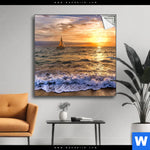 Spannbild Goldenes Licht Am Meer Quadrat Produktvorschau mit dem Bild Goldenes Licht am Meer im Format Quadrat.