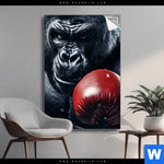 Spannbild Gorilla Mit Roten Boxhandschuhen Hochformat Produktvorschau mit dem Bild Gorilla mit roten Boxhandschuhen im Format Hochformat.