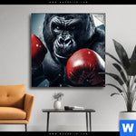 Spannbild Gorilla Mit Roten Boxhandschuhen Quadrat Produktvorschau mit dem Bild Gorilla mit roten Boxhandschuhen im Format Quadrat.