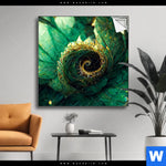 Spannbild Gruene Spiralblaetter Quadrat Produktvorschau mit dem Bild Grüne Spiralblätter im Format Quadrat.