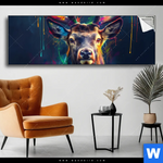 Spannbild Hirsch Im Leuchtenden Farbmix Panorama Produktvorschau mit dem Bild Hirsch im leuchtenden Farbmix im Format Panorama.