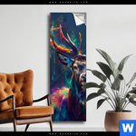 Spannbild Hirsch Im Leuchtenden Farbmix Schmal Produktvorschau mit dem Bild Hirsch im leuchtenden Farbmix im Format Schmal.