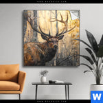 Spannbild Hirsch Im Morgenlicht Quadrat Produktvorschau mit dem Bild Hirsch im Morgenlicht im Format Quadrat.
