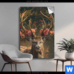 Spannbild Hirsch Mit Floralem Geweih Hochformat Produktvorschau mit dem Bild Hirsch mit floralem Geweih im Format Hochformat.
