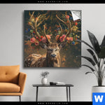 Spannbild Hirsch Mit Floralem Geweih Quadrat Produktvorschau mit dem Bild Hirsch mit floralem Geweih im Format Quadrat.