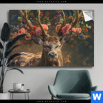 Spannbild Hirsch Mit Floralem Geweih Querformat Produktvorschau mit dem Bild Hirsch mit floralem Geweih im Format Querformat.