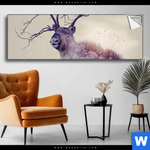 Spannbild Hirsch Wald No 1 Panorama Produktvorschau mit dem Bild Hirsch & Wald No.1 im Format Panorama.