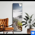 Spannbild Holztreppe Auf Berg Mit Wolken Schmal Produktvorschau mit dem Bild Holztreppe auf Berg mit Wolken im Format Schmal.