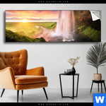 Spannbild Islaendischer Wasserfall Panorama Produktvorschau mit dem Bild Isländischer Wasserfall im Format Panorama.