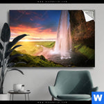 Spannbild Islaendischer Wasserfall Querformat Produktvorschau mit dem Bild Isländischer Wasserfall im Format Querformat.