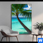 Spannbild Kokospalme Am Strand Hochformat Produktvorschau mit dem Bild Kokospalme am Strand im Format Hochformat.