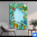 Spannbild Kraeuter Auf Blauem Holztisch Hochformat Produktvorschau mit dem Bild Kräuter auf blauem Holztisch im Format Hochformat.