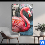 Spannbild Kunstvoller Flamingo Hochformat Produktvorschau mit dem Bild Kunstvoller Flamingo im Format Hochformat.