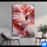 Spannbild Kuschelnde Flamingos Hochformat Produktvorschau mit dem Bild Kuschelnde Flamingos im Format Hochformat.