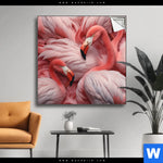 Spannbild Kuschelnde Flamingos Quadrat Produktvorschau mit dem Bild Kuschelnde Flamingos im Format Quadrat.