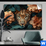 Spannbild Leopard Im Bluetenmeer Querformat Produktvorschau mit dem Bild Leopard im Blütenmeer im Format Querformat.