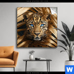 Spannbild Leopard Im Goldenen Dschungel Quadrat Produktvorschau mit dem Bild Leopard im goldenen Dschungel im Format Quadrat.