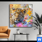 Spannbild Leopard In Bluehender Wildnis Quadrat Produktvorschau mit dem Bild Leopard in blühender Wildnis im Format Quadrat.