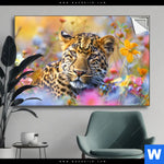 Spannbild Leopard In Bluehender Wildnis Querformat Produktvorschau mit dem Bild Leopard in blühender Wildnis im Format Querformat.