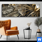 Spannbild Leopard In Goldener Tarnung Panorama Produktvorschau mit dem Bild Leopard in goldener Tarnung im Format Panorama.