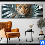 Spannbild Leopard Zwischen Blaettern Panorama Produktvorschau mit dem Bild Leopard zwischen Blättern im Format Panorama.