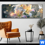 Spannbild Lilien Im Morgenlicht Panorama Produktvorschau mit dem Bild Lilien im Morgenlicht im Format Panorama.