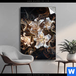 Spannbild Lilien In Goldenem Rauch Hochformat Produktvorschau mit dem Bild Lilien in goldenem Rauch im Format Hochformat.