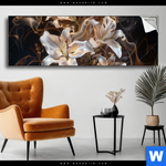 Spannbild Lilien In Goldenem Rauch Panorama Produktvorschau mit dem Bild Lilien in goldenem Rauch im Format Panorama.