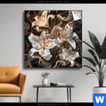 Spannbild Lilien In Goldenem Rauch Quadrat Produktvorschau mit dem Bild Lilien in goldenem Rauch im Format Quadrat.