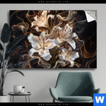 Spannbild Lilien In Goldenem Rauch Querformat Produktvorschau mit dem Bild Lilien in goldenem Rauch im Format Querformat.