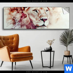 Spannbild Loewe Im Farbenspiel Panorama Produktvorschau mit dem Bild Löwe im Farbenspiel im Format Panorama.