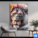 Spannbild Loewe Im Farbensturm Hochformat Produktvorschau mit dem Bild Löwe im Farbensturm im Format Hochformat.